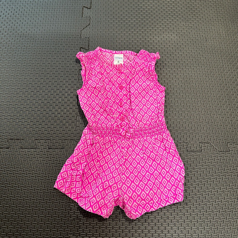 6/20$ Carter's Pink Geometric Baby Romper size 6 months